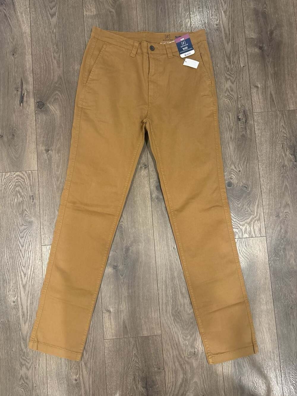 George Men's Slim Fit Casual Chino Pants Trailblazer Brown Size 32x34